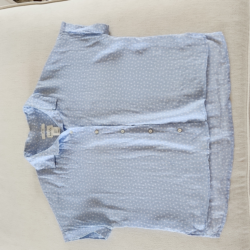 Nicole Miller Polka Dot Linen Shirt Size XS